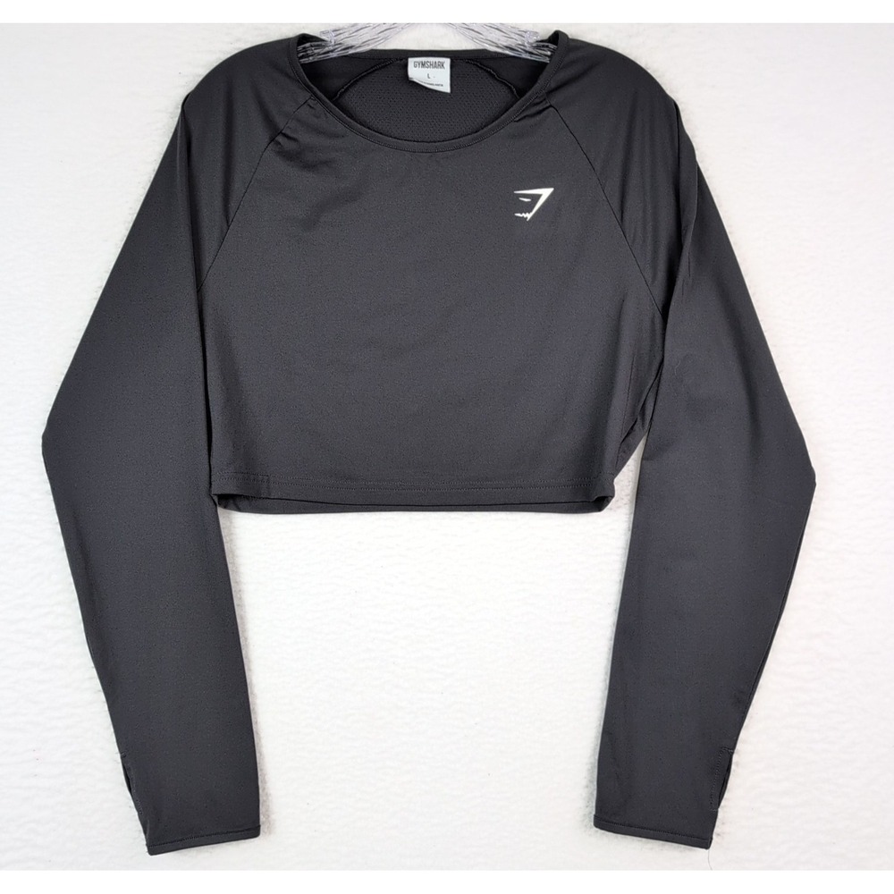 Gymshark Lifting Essential Long Sleeve Crop Top Black Cropped Women's Large